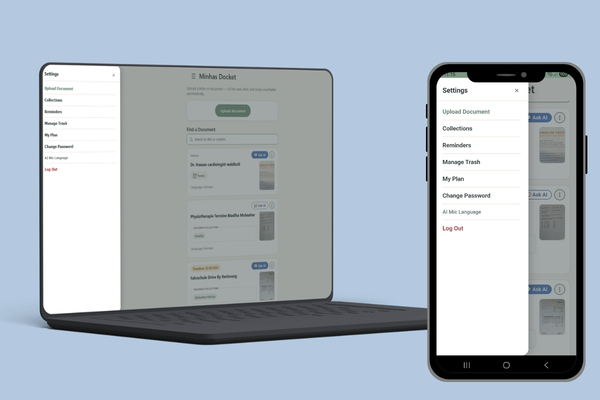 Image of Lap top and mobile showing Digitally Organized Search for papers